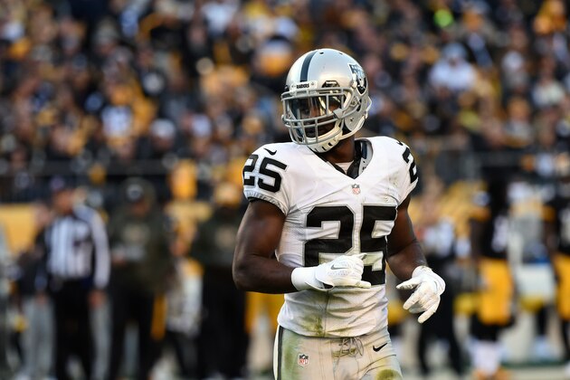 PITTSBURGH, PA - NOVEMBER 8:  Cornerback DJ Hayden #25 of the Oakland Raiders looks on from the field during a game against the Pittsburgh Steelers at Heinz Field on November 8, 2015 in Pittsburgh, Pennsylvania. The Steelers defeated the Raiders 38-35. (Photo by George Gojkovich/Getty Images)