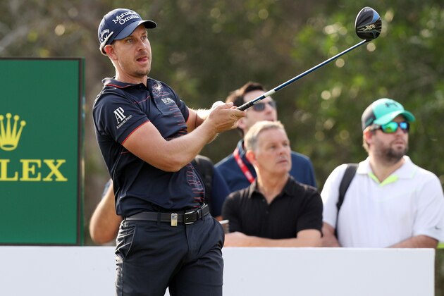 Henrik Stenson of Sweden plays a shot during the first round of the Abu Dhabi Golf Championship in the capital of the United Arab Emirates on January 19, 2017. / AFP / Nezar BALOUT        (Photo credit should read NEZAR BALOUT/AFP/Getty Images)