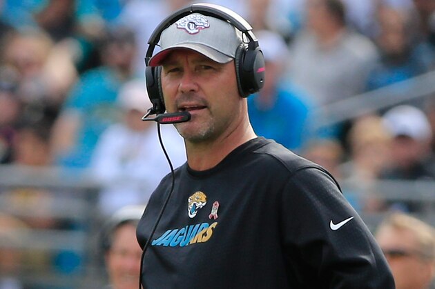 JACKSONVILLE, FL - OCTOBER 18:  Head coach Gus Bradley of the Jacksonville Jaguars watches the action during the game against the Houston Texans at EverBank Field on October 18, 2015 in Jacksonville, Florida.  (Photo by Sam Greenwood/Getty Images)