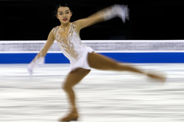 KANSAS CITY, MO - JANUARY 19:  Karen Chen competes in the Championship Ladies Short Program during the 2017 U.S. Figure Skating Championships at the Sprint Center on January 19, 2017 in Kansas City, Missouri.  (Photo by Jamie Squire/Getty Images)