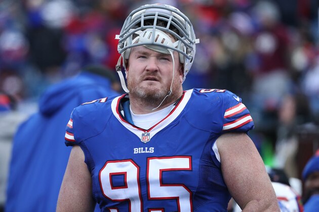 ORCHARD PARK, NY - DECEMBER 18: Kyle Williams #95 of the Buffalo Bills looks on from the sideline during NFL game action against the Cleveland Browns at New Era Field on December 18, 2016 in Orchard Park, New York. (Photo by Tom Szczerbowski/Getty Images)