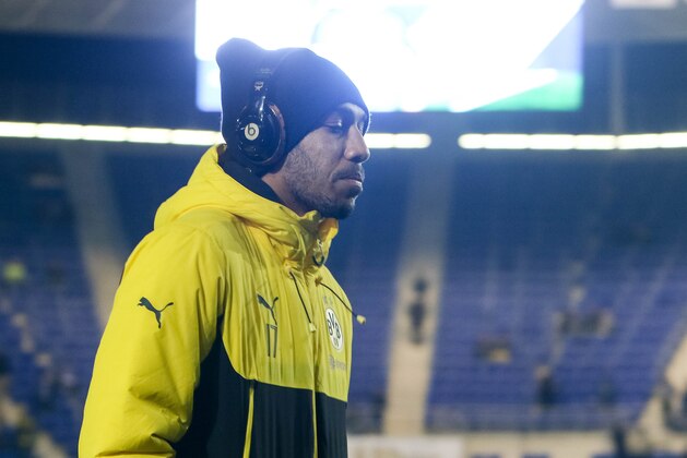 SINSHEIM, GERMANY - DECEMBER 16: Pierre-Emerick Aubameyang of Dortmund looks on during the Bundesliga match between TSG 1899 Hoffenheim and Borussia Dortmund at Wirsol Rhein-Neckar-Arena on December 16, 2016 in Sinsheim, Germany. (Photo by TF-Images/Getty Images)