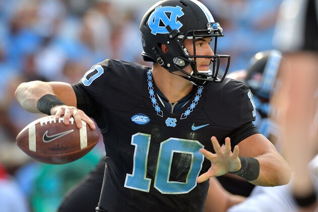 CHAPEL HILL, NC - NOVEMBER 25: Mitch Trubisky #10 of the North Carolina Tar Heels against the North Carolina State Wolfpack during their game at Kenan Stadium on November 25, 2016 in Chapel Hill, North Carolina. North Carolina State won 28-21. (Photo by Grant Halverson/Getty Images) CHAPEL HILL, NC - NOVEMBER 25: Mitch Trubisky #10 of the North Carolina Tar Heels against the North Carolina State Wolfpack during their game at Kenan Stadium on November 25, 2016 in Chapel Hill, North Carolina. North Carolina State won 28-21. (Photo by Grant Halverson/Getty Images)