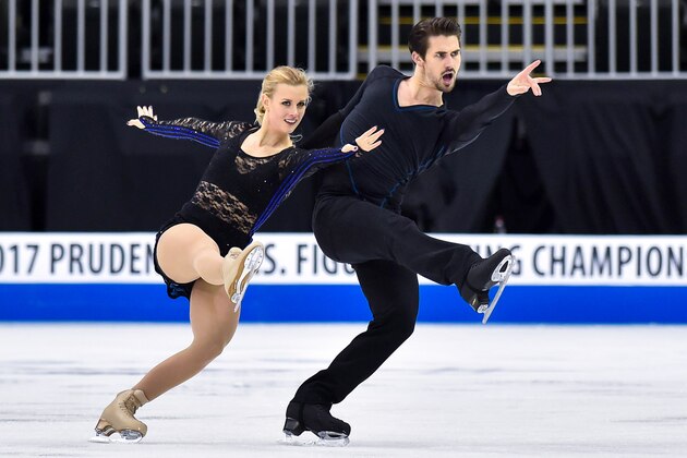KANSAS CITY, MO - JANUARY 20: Zachary Donahue and Madison Hubbell skate during their short dance program on Day 2 at the 2017 US Figure Skating Championships on January 20, 2017 at the Sprint Center in Kansas City, Missouri. (Photo by Jason Hanna/Getty Images)