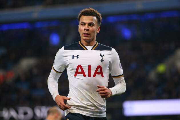 MANCHESTER, ENGLAND - JANUARY 21: Dele Alli of Tottenham Hotspur during the Premier League match between Manchester City and Tottenham Hotspur at Etihad Stadium on January 21, 2017 in Manchester, England. (Photo by Robbie Jay Barratt - AMA/Getty Images)
