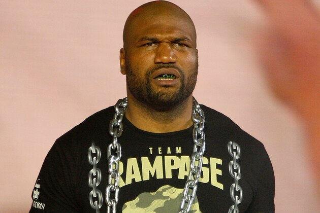 ST. LOUIS, MO - JUNE 24: Quinton Rampage Jackson of the United States is introduced prior to his main event bout against Satoshi Ishii of Japan at Bellator 157 inside the Scottrade Center on June 24, 2016 in St. Louis, Missouri. (Photo by Scott Kane/Getty Images)