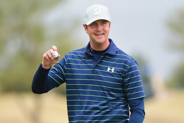LA QUINTA, CA - JANUARY 22:  Hudson Swafford reacts to his birdie putt on the 16th hole during the final round of the CareerBuilder Challenge in partnership with The Clinton Foundation at the TPC Stadium Course at PGA West on January 22, 2017 in La Quinta, California.  (Photo by Harry How/Getty Images)