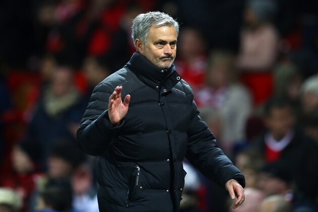 MANCHESTER, ENGLAND - JANUARY 10: Jose Mourinho, Manager of Manchester United applauds supporters during the EFL Cup Semi-Final First Leg match between Manchester United and Hull City at Old Trafford on January 10, 2017 in Manchester, England. (Photo by Clive Mason/Getty Images) MANCHESTER, ENGLAND - JANUARY 10: Jose Mourinho, Manager of Manchester United applauds supporters during the EFL Cup Semi-Final First Leg match between Manchester United and Hull City at Old Trafford on January 10, 2017 in Manchester, England. (Photo by Clive Mason/Getty Images)