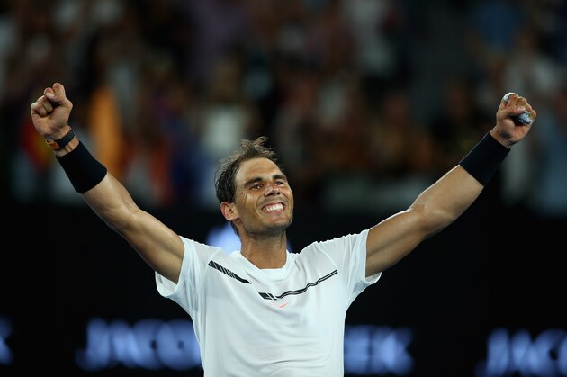 MELBOURNE, AUSTRALIA - JANUARY 23: Rafael Nadal of Spain celebrates victory to the crowd in his fourth round match against Gael Monfils of France on day eight of the 2017 Australian Open at Melbourne Park on January 23, 2017 in Melbourne, Australia. (Photo by Clive Brunskill/Getty Images) MELBOURNE, AUSTRALIA - JANUARY 23: Rafael Nadal of Spain celebrates victory to the crowd in his fourth round match against Gael Monfils of France on day eight of the 2017 Australian Open at Melbourne Park on January 23, 2017 in Melbourne, Australia. (Photo by Clive Brunskill/Getty Images)