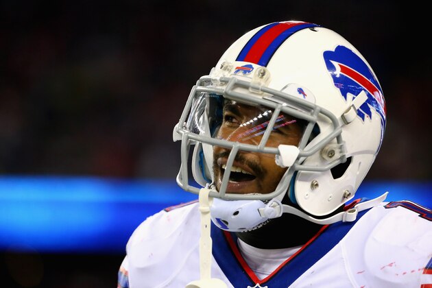 FOXBORO, MA - NOVEMBER 23:  Robert Woods #10 of the Buffalo Bills is injured during the second quarter against the New England Patriots at Gillette Stadium on November 23, 2015 in Foxboro, Massachusetts.  (Photo by Maddie Meyer/Getty Images)