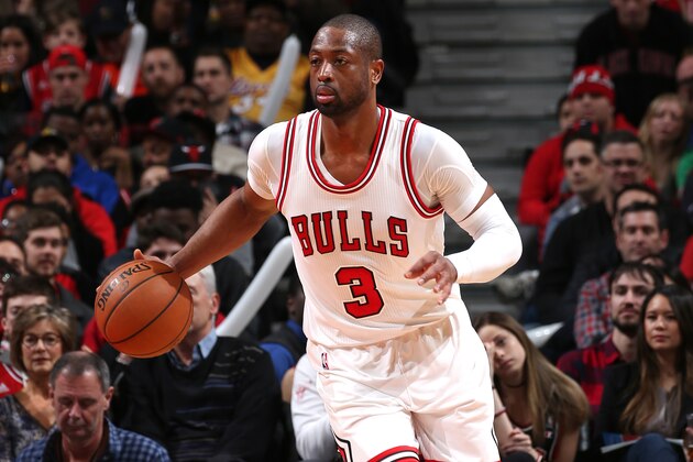 CHICAGO, IL - JANUARY 14: Dwyane Wade #3 of the Chicago Bulls handles the ball during the game against the New Orleans Pelicans on January 14, 2017 at the United Center in Chicago, Illinois. NOTE TO USER: User expressly acknowledges and agrees that, by downloading and or using this Photograph, user is consenting to the terms and conditions of the Getty Images License Agreement. Mandatory Copyright Notice: Copyright 2017 NBAE (Photo by Gary Dineen/NBAE via Getty Images)