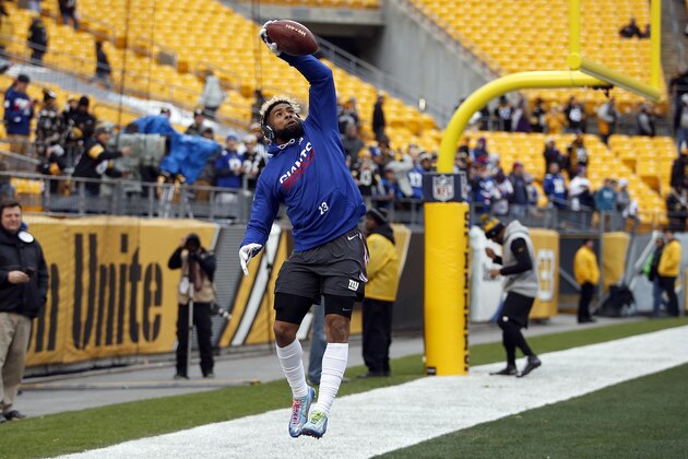 PITTSBURGH, PA - DECEMBER 04:  Odell Beckham #13 of the New York Giants in action against the Pittsburgh Steelers at Heinz Field on December 4, 2016 in Pittsburgh, Pennsylvania.  (Photo by Justin K. Aller/Getty Images)