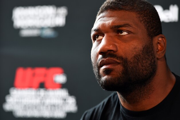 MONTREAL, QC - APRIL 23:  Quinton 'Rampage' Jackson interacts with media during the UFC 186 Ultimate Media Day at Scena on April 23, 2015 in Montreal, Quebec, Canada. (Photo by Jeff Bottari/Zuffa LLC/Zuffa LLC via Getty Images)