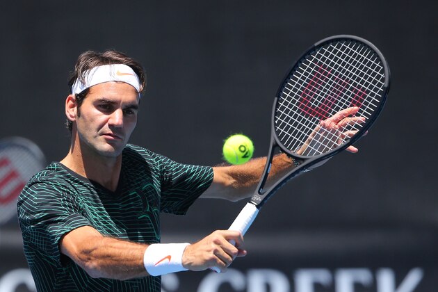 MELBOURNE, AUSTRALIA - JANUARY 25: Roger Federer of Switzerland plays a backhand in a practice session on day 10 of the 2017 Australian Open at Melbourne Park on January 25, 2017 in Melbourne, Australia. (Photo by Michael Dodge/Getty Images) MELBOURNE, AUSTRALIA - JANUARY 25: Roger Federer of Switzerland plays a backhand in a practice session on day 10 of the 2017 Australian Open at Melbourne Park on January 25, 2017 in Melbourne, Australia. (Photo by Michael Dodge/Getty Images)