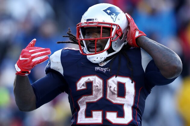 FOXBORO, MA - DECEMBER 24: LeGarrette Blount #29 of the New England Patriots celebrates after scoring a touchdown against the New York Jets  during the first half at Gillette Stadium on December 24, 2016 in Foxboro, Massachusetts. (Photo by Maddie Meyer/Getty Images)