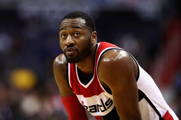 WASHINGTON, DC - JANUARY 06: John Wall #2 of the Washington Wizards looks on against the Minnesota Timberwolves at Verizon Center on January 6, 2017 in Washington, DC.  NOTE TO USER: User expressly acknowledges and agrees that, by downloading and or using this photograph, User is consenting to the terms and conditions of the Getty Images License Agreement.  (Photo by Rob Carr/Getty Images)