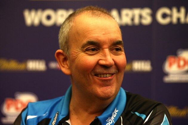 LONDON, ENGLAND - DECEMBER 18:  Phil Taylor of England speaks during a press conference following his first round victory over David Platt of England during Day Four of the 2017 William Hill PDC World Darts Championships  at Alexandra Palace on December 18, 2016 in London, England.  (Photo by Alex Pantling/Getty Images)