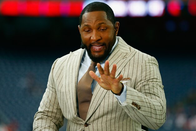 HOUSTON, TX - JANUARY 09:  Ray Lewis is seen on the ESPN set prior to the start of the AFC Wild Card Playoff game between the Houston Texans and the Kansas City Chiefs at NRG Stadium on January 9, 2016 in Houston, Texas.  (Photo by Scott Halleran/Getty Images)