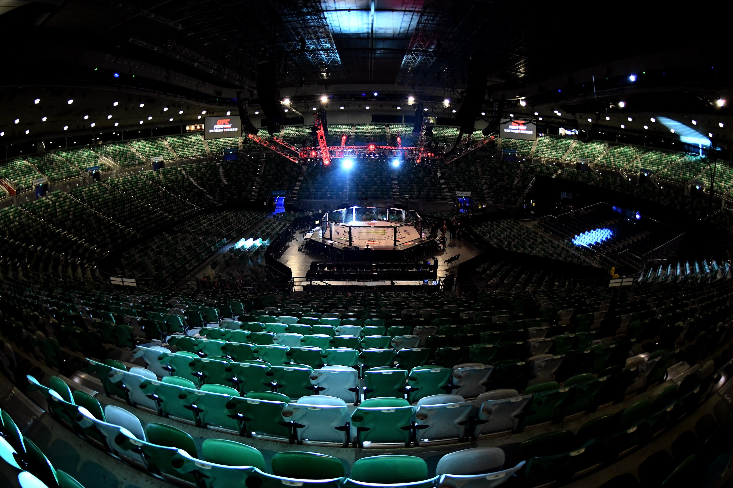 MELBOURNE, AUSTRALIA - NOVEMBER 27:   A general view of the Octagon prior to the UFC Fight Night event at Rod Laver Arena on November 27, 2016 in Melbourne, Australia. (Photo by Jeff Bottari/Zuffa LLC/Zuffa LLC via Getty Images)