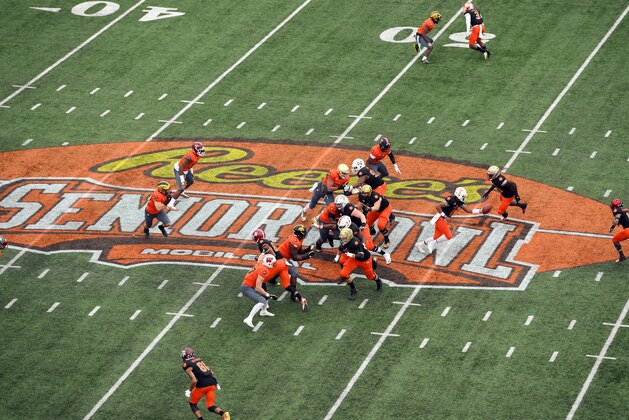 Jan 28, 2017; Mobile, AL, USA; South squad quarterback Josh Dobbs of Tennessee (11) drops back with play action against the North squad during the first quarter at Ladd-Peebles Stadium. Mandatory Credit: John David Mercer-USA TODAY Sports