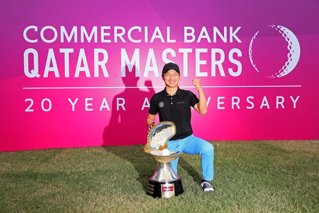 DOHA, QATAR - JANUARY 29: Jeunghun Wang of South Korea poses with the trophy after winning the Commercial Bank Qatar Masters at Doha Golf Club on January 29, 2017 in Doha, Qatar. (Photo by Andrew Redington/Getty Images) DOHA, QATAR - JANUARY 29: Jeunghun Wang of South Korea poses with the trophy after winning the Commercial Bank Qatar Masters at Doha Golf Club on January 29, 2017 in Doha, Qatar. (Photo by Andrew Redington/Getty Images)