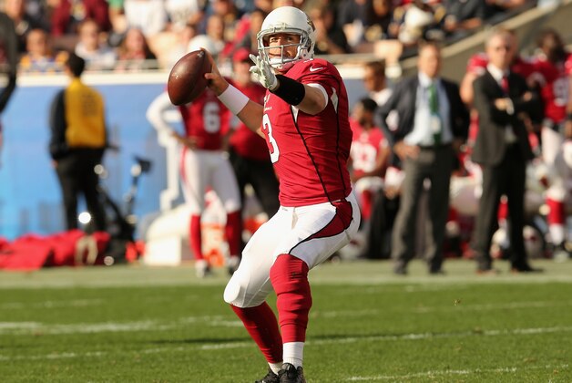 LOS ANGELES, CA - JANUARY 01:  Quarterback Carson Palmer #3 of the Arizona Cardinals throws a pass in the second quarter against the Los Angeles Rams at Los Angeles Memorial Coliseum on January 1, 2017 in Los Angeles, California.  (Photo by Stephen Dunn/Getty Images)