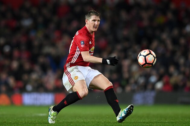 MANCHESTER, ENGLAND - JANUARY 29:  Bastian Schweinsteiger of Manchester United during The Emirates FA Cup Fourth Round match between Manchester United and Wigan Athletic at Old Trafford on January 29, 2017 in Manchester, England.  (Photo by Gareth Copley/Getty Images)