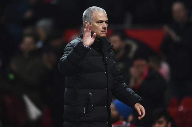 MANCHESTER, ENGLAND - JANUARY 29:  Jose Mourinho manager of Manchester United waves to fans after the Emirates FA Cup Fourth round match between Manchester United and Wigan Athletic at Old Trafford on January 29, 2017 in Manchester, England.  (Photo by Laurence Griffiths/Getty Images)