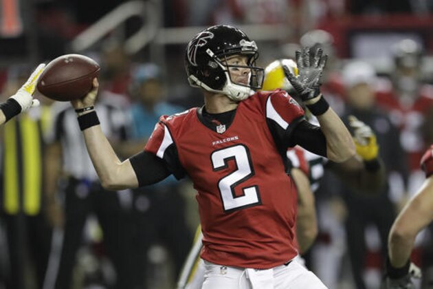 Atlanta Falcons' Matt Ryan throws during the first half of the NFL football NFC championship game against the Green Bay Packers Sunday, Jan. 22, 2017, in Atlanta. (AP Photo/David J. Phillip) Atlanta Falcons' Matt Ryan throws during the first half of the NFL football NFC championship game against the Green Bay Packers Sunday, Jan. 22, 2017, in Atlanta. (AP Photo/David J. Phillip)