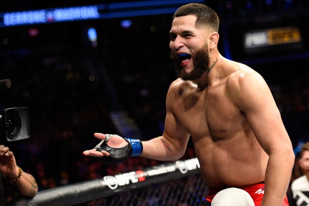 DENVER, CO - JANUARY 28: Jorge Masvidal celebrates his victory over Donald Cerronein their welterweight bout during the UFC Fight Night event at the Pepsi Center on January 28, 2017 in Denver, Colorado. (Photo by Josh Hedges/Zuffa LLC/Zuffa LLC via Getty Images) DENVER, CO - JANUARY 28: Jorge Masvidal celebrates his victory over Donald Cerronein their welterweight bout during the UFC Fight Night event at the Pepsi Center on January 28, 2017 in Denver, Colorado. (Photo by Josh Hedges/Zuffa LLC/Zuffa LLC via Getty Images)