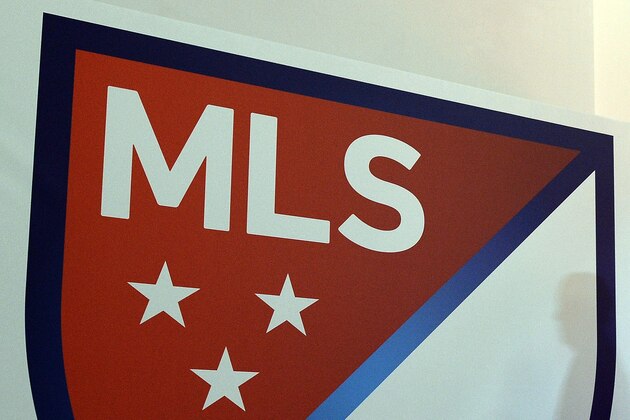 The new Major League Soccer (MLS) logo is pictured during an unveiling event in New York on September 18, 2014. MLS unveiled the new logo ahead of its 20th season. AFP PHOTO/Jewel Samad        (Photo credit should read JEWEL SAMAD/AFP/Getty Images)