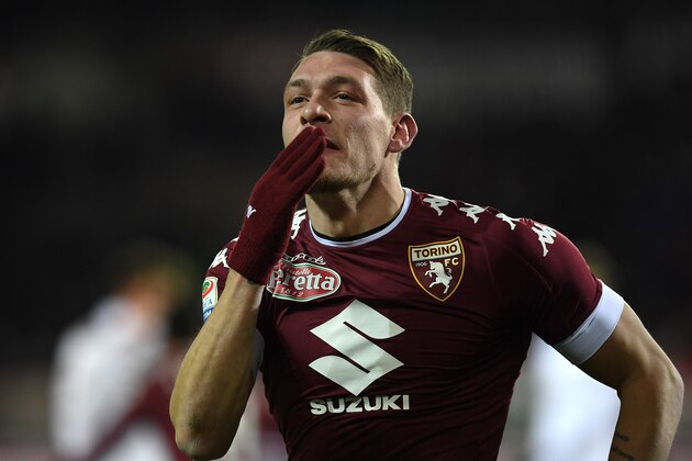 TURIN, ITALY - JANUARY 16: Andrea Belotti of FC Torino celebrates after scoring the opening goal during the Serie A match between FC Torino and AC Milan at Stadio Olimpico di Torino on January 16, 2017 in Turin, Italy. (Photo by Valerio Pennicino/Getty Images) TURIN, ITALY - JANUARY 16: Andrea Belotti of FC Torino celebrates after scoring the opening goal during the Serie A match between FC Torino and AC Milan at Stadio Olimpico di Torino on January 16, 2017 in Turin, Italy. (Photo by Valerio Pennicino/Getty Images)