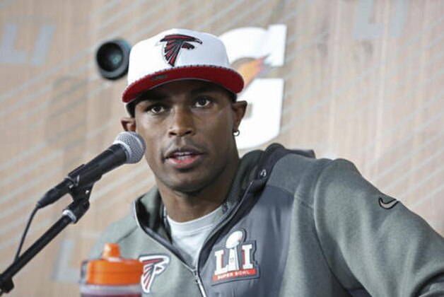 Atlanta Falcons Julio Jones #11 is seen at Super Bowl Opening Night at Minute Maid Park on Monday, January 30, 2017 in Houston, TX. (AP Photo/Gregory Payan)
