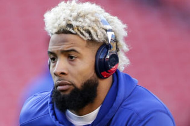 New York Giants wide receiver Odell Beckham (13) warms up before an NFL football game against the Washington Redskins in Landover, Md., Sunday, Jan. 1, 2017. (AP Photo/Mark Tenally)