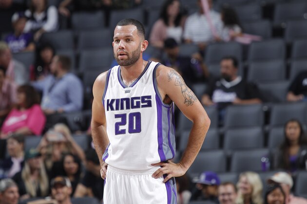 SACRAMENTO, CA - OCTOBER 10: Jordan Farmar #20 of the Sacramento Kings looks on during the game against Maccabi Haifa on October 10, 2016 at Golden 1 Center in Sacramento, California. NOTE TO USER: User expressly acknowledges and agrees that, by downloading and or using this photograph, User is consenting to the terms and conditions of the Getty Images Agreement. Mandatory Copyright Notice: Copyright 2016 NBAE (Photo by Rocky Widner/NBAE via Getty Images)