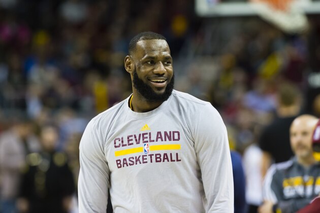CLEVELAND, OH - JANUARY 21: LeBron James #23 of the Cleveland Cavaliers warms up prior to the game against the San Antonio Spurs at Quicken Loans Arena on January 21, 2017 in Cleveland, Ohio. NOTE TO USER: User expressly acknowledges and agrees that, by downloading and/or using this photograph, user is consenting to the terms and conditions of the Getty Images License Agreement. Mandatory copyright notice. (Photo by Jason Miller/Getty Images)