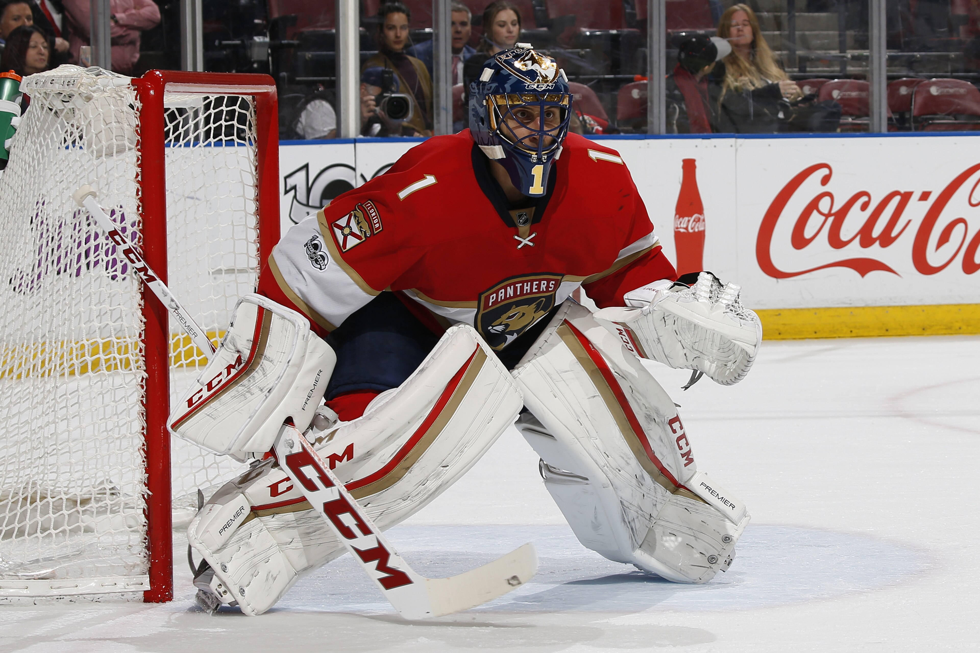 SUNRISE, FL - JANUARY 31: Goaltender Roberto Luongo #1 of the Florida Panthers defends the net against the Ottawa Senators at the BB&T Center on January 31, 2017 in Sunrise, Florida. The Panthers defeated the Senators 6-5. (Photo by Joel Auerbach/Getty Images)