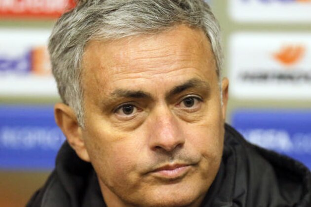 Manchester United's head coach Jose Mourinho attends a press conference in Odessa, Ukraine, Wednesday, Dec. 7, 2016. Manchester United will play against FC Zorya Luhansk during the Europa League Group A soccer match on Thursday in Odessa. (AP Photo/Efrem Lukatsky)