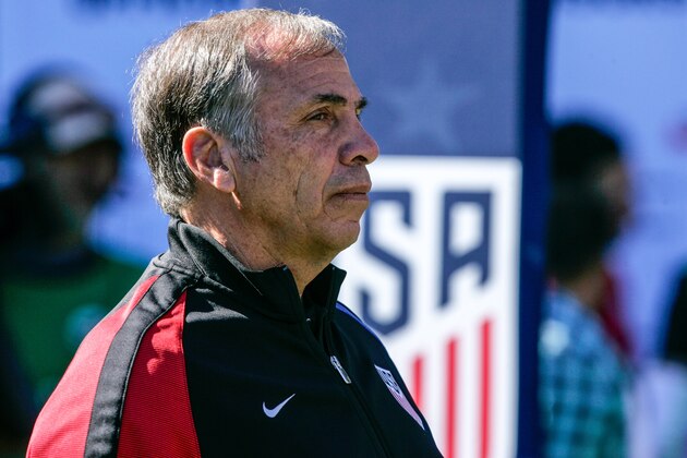 SAN DIEGO, CA - JANUARY 29:  Head coach Bruce Arena of the United States looks on during pregame warm-ups prior to their match against Serbia at Qualcomm Stadium on January 29, 2017 in San Diego, California.  (Photo by Kent Horner/Getty Images)