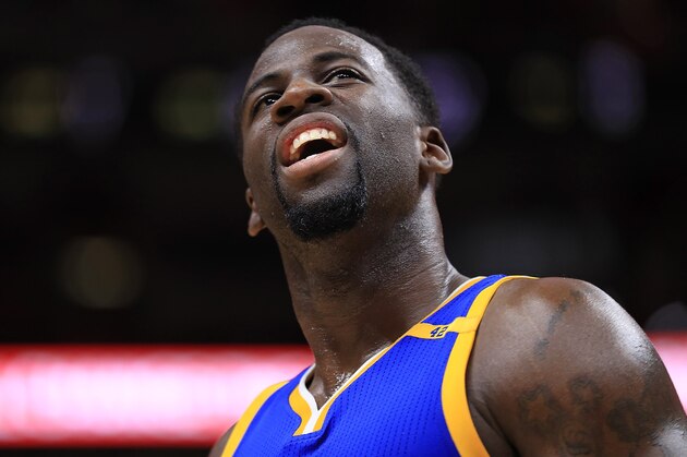 MIAMI, FL - JANUARY 23:  Draymond Green #23 of the Golden State Warriors looks on during a game against the Miami Heat at American Airlines Arena on January 23, 2017 in Miami, Florida. NOTE TO USER: User expressly acknowledges and agrees that, by downloading and or using this photograph, User is consenting to the terms and conditions of the Getty Images License Agreement.  (Photo by Mike Ehrmann/Getty Images)