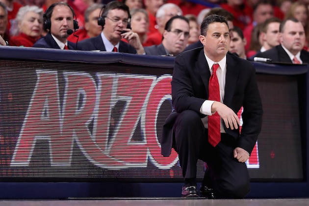 TUCSON, AZ - JANUARY 12:  Head coach Sean Miller of the Arizona Wildcats watches from the sidelines during the first half of the college basketball game against the Arizona State Sun Devils at McKale Center on January 12, 2017 in Tucson, Arizona.  (Photo by Christian Petersen/Getty Images)