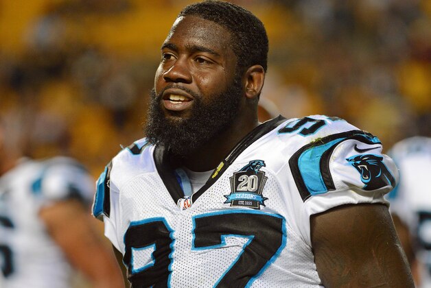 PITTSBURGH, PA - AUGUST 28:  Defensive lineman Mario Addison #97 of the Carolina Panthers looks on from the field after a preseason game against the Pittsburgh Steelers at Heinz Field on August 28, 2014 in Pittsburgh, Pennsylvania.  The Panthers defeated the Steelers 10-0.   (Photo by George Gojkovich/Getty Images)
