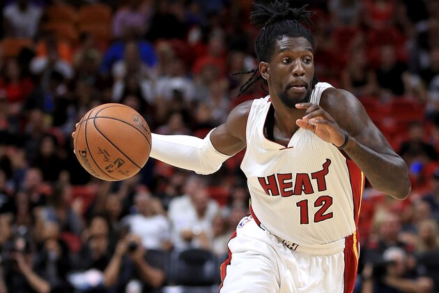 MIAMI, FL - OCTOBER 21:  Briante Weber #12 of the Miami Heat looks to pass during a preseason game against the Philadelphia 76ers at American Airlines Arena on October 21, 2016 in Miami, Florida.  (Photo by Mike Ehrmann/Getty Images)