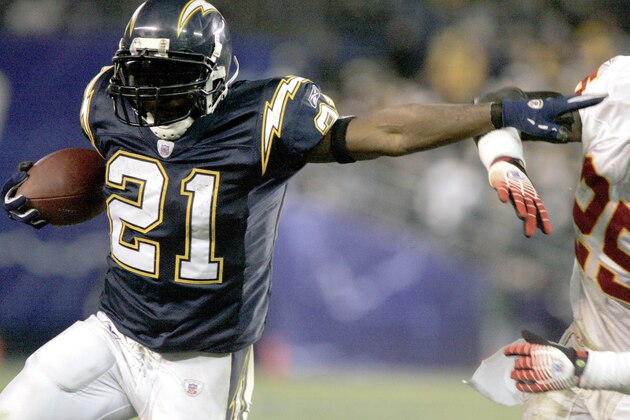 Charger RB  LaDainian Tomlinson runs with the ball as the San Diego Chargers defeated the Kansas City Chiefs 20 - 9 on December 17, 2006 at Qualcomm Stadium in San Diego, CA. (Photo by Tracy Frankel/Getty Images)