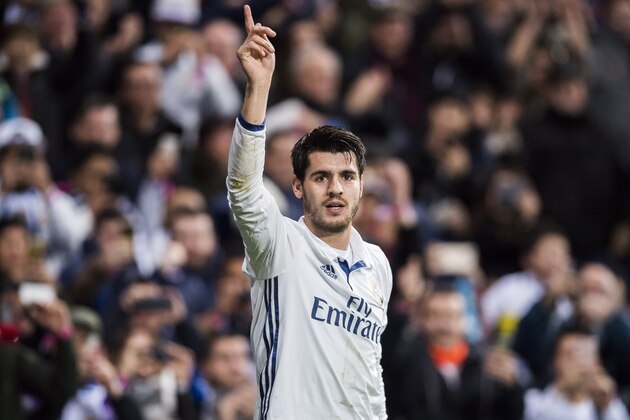MADRID, SPAIN - JANUARY 29: Alvaro Morata of Real Madrid reacts during their La Liga match between Real Madrid and Real Sociedad at the Santiago Bernabeu Stadium on 29 January 2017 in Madrid, Spain. (Photo by Power Sport Images/Getty Images)