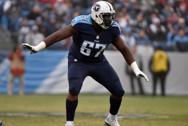 NASHVILLE, TN - JANUARY 01:  Quinton Spain #67 of the Tennessee Titans plays against the Houston Texans at Nissan Stadium on January 1, 2017 in Nashville, Tennessee.  (Photo by Frederick Breedon/Getty Images)