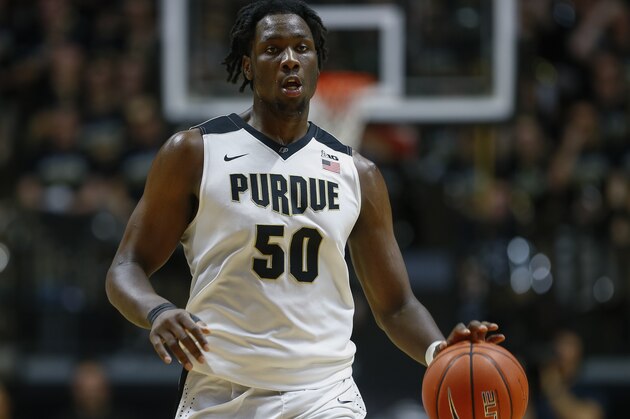 WEST LAFAYETTE, IN - JANUARY 17: Caleb Swanigan #50 of the Purdue Boilermakers brings the ball up court during the game against the Illinois Fighting Illini at Mackey Arena on January 17, 2017 in West Lafayette, Indiana.  (Photo by Michael Hickey/Getty Images)