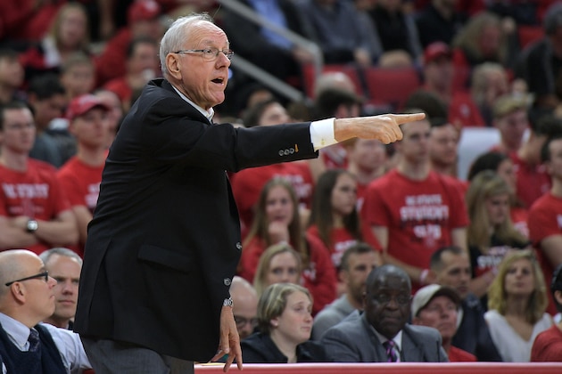 RALEIGH, NC - FEBRUARY 01: Head coach Jim Boeheim of the Syracuse Orange directs his team during their game against the North Carolina State Wolfpack at PNC Arena on February 1, 2017 in Raleigh, North Carolina. (Photo by Lance King/Getty Images)