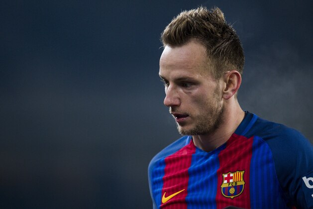 SAN SEBASTIAN, SPAIN - JANUARY 19:  Ivan Rakitic of FC Barcelona reacts during the Copa del Rey Quarter Final, First Leg match between Real Sociedad de Futbol and FC Barcelona at Estadio Anoeta on January 19, 2017 in San Sebastian, Spain.  (Photo by Juan Manuel Serrano Arce/Getty Images)