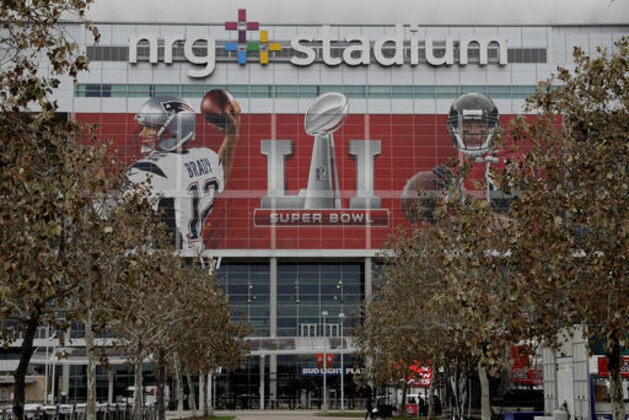 NRG Stadium, site of the NFL Super Bowl 51 football game, is pictured Saturday, Feb. 4, 2017, in Houston. The New England Patriots will face the Atlanta Falcons in the Super Bowl Sunday. (AP Photo/Charlie Riedel)